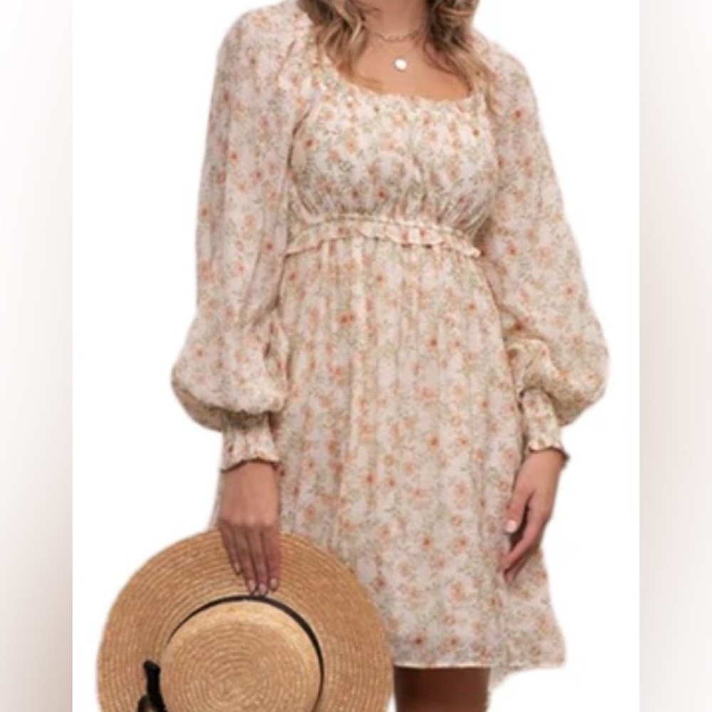 Blu Pepper Ditsy Floral Cottagecore Babydoll Dress Sz Medium